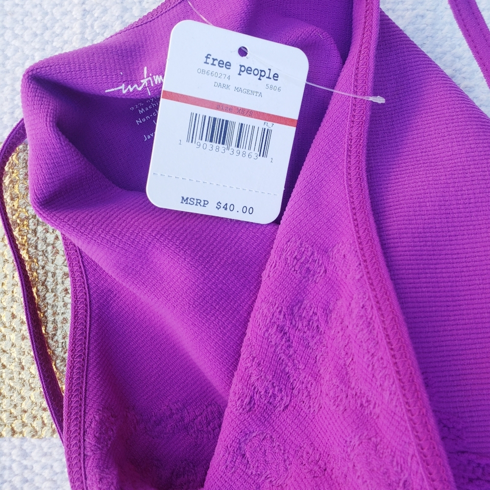 Free People Dark Magenta Ribbed Bodysuit - Picture 4 of 4